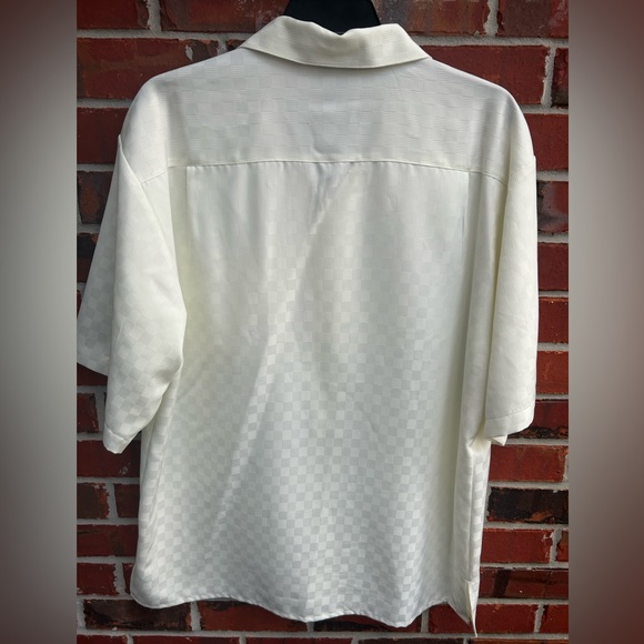 Vintage Smokey Joe’s Men’s Short Sleeve Button Down Ivory Checkered XL Shirt - Picture 2 of 5